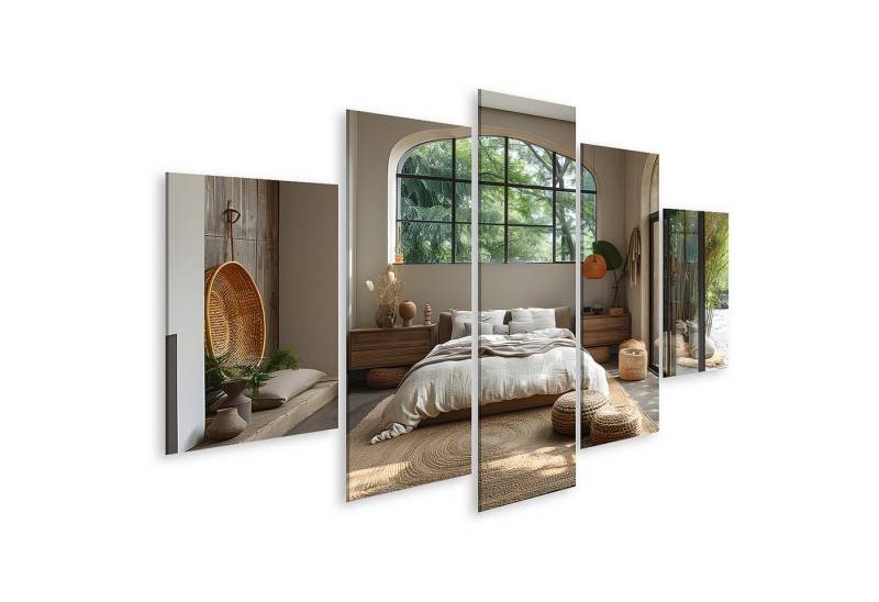 islandburner Leinwandbild Groäes, zentrales Schlafzimmerbett mit angrenzendem Fenster als Wandbi islandburner Leinwandbild Groäes, zentrales Schlafzimmerbett mit angrenzendem Fenster als Wandbi von islandburner