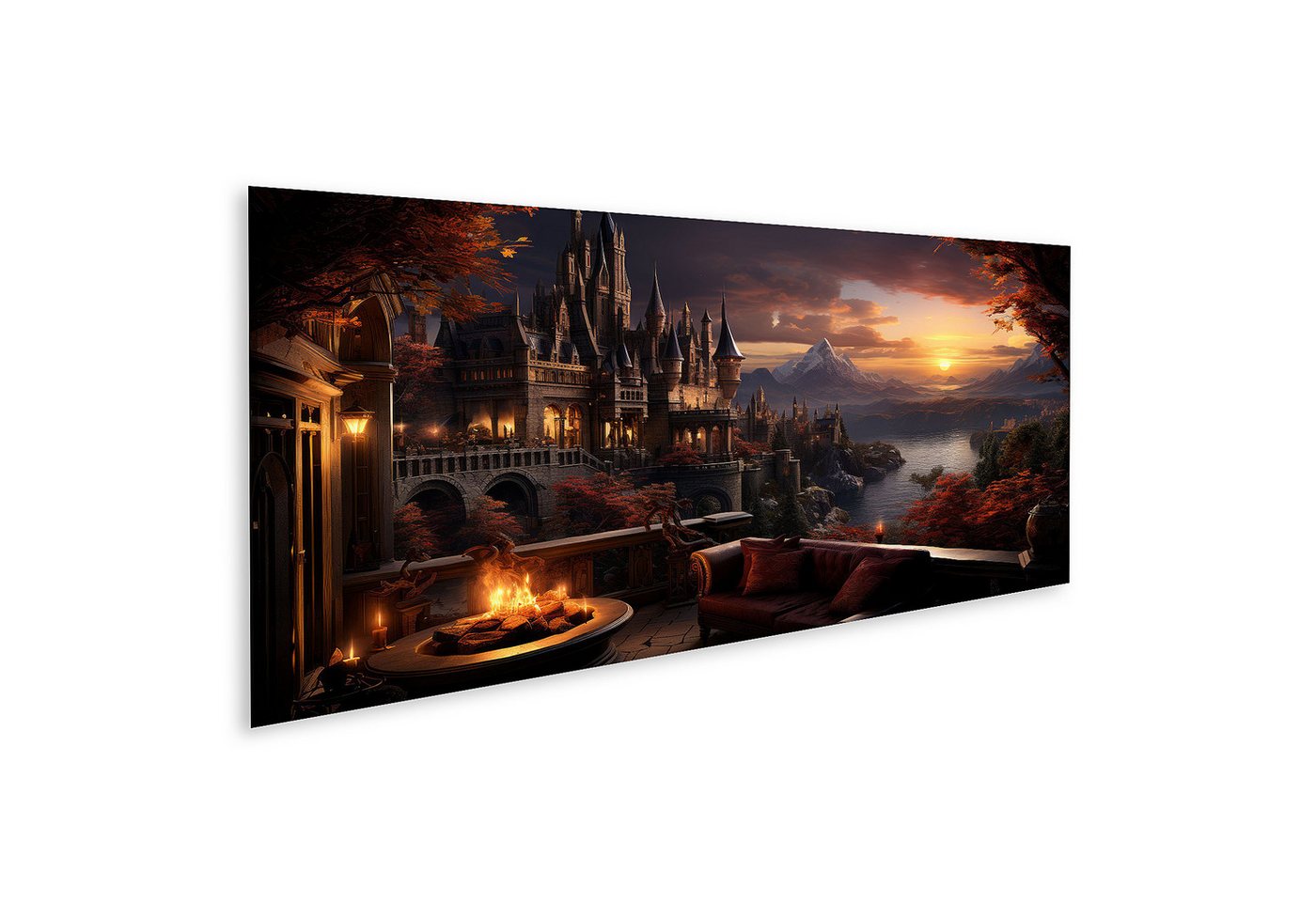 islandburner Leinwandbild Herbstsonnenuntergang im magischen Schloss Wandbild islandburner Leinwandbild Herbstsonnenuntergang im magischen Schloss Wandbild von islandburner