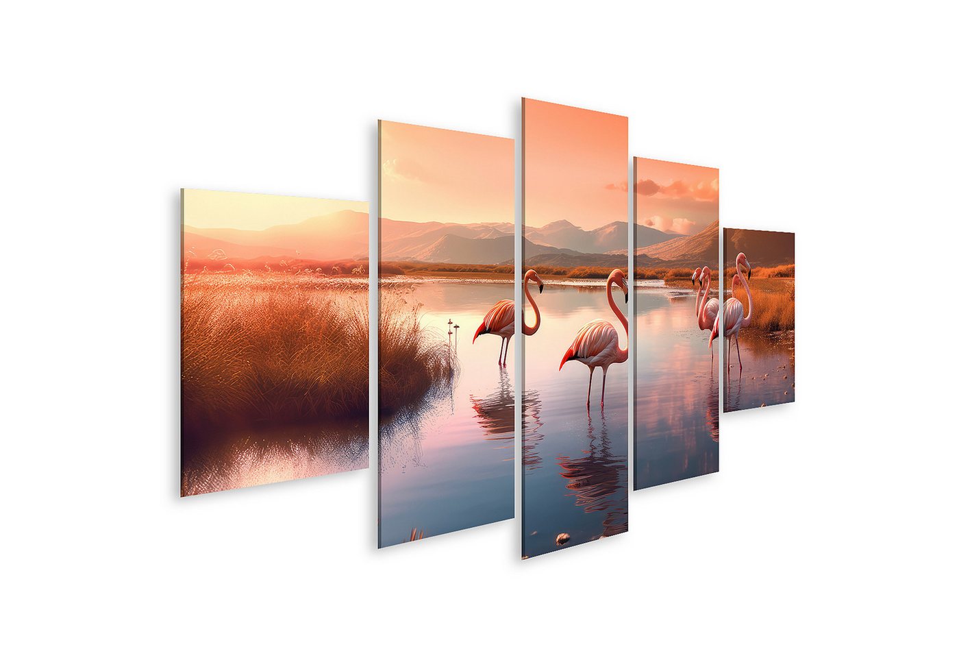 islandburner Leinwandbild KI Stehende Rosa Flamingos Natur Natürliche Umgebung Bilder von islandburner