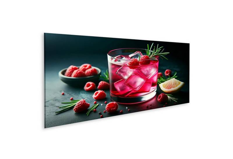 islandburner Leinwandbild Lebendiger Himbeercocktail mit Rosmarin und Zitronenscheibe islandburner Leinwandbild Lebendiger Himbeercocktail mit Rosmarin und Zitronenscheibe von islandburner