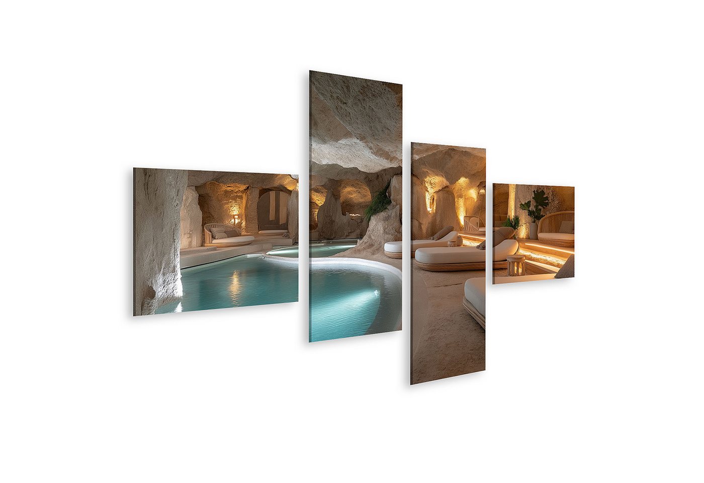 islandburner Leinwandbild Luxuriöse Höhlen Spa mit beleuchteten Pools und Ruhebereichen Wandbild islandburner Leinwandbild Luxuriöse Höhlen Spa mit beleuchteten Pools und Ruhebereichen Wandbild von islandburner