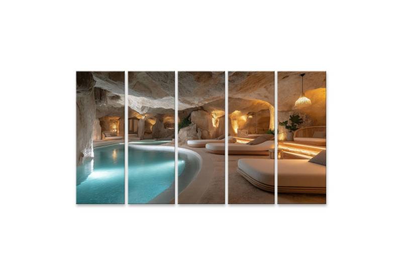 islandburner Leinwandbild Luxuriöse Höhlen Spa mit beleuchteten Pools und Ruhebereichen Wandbild islandburner Leinwandbild Luxuriöse Höhlen Spa mit beleuchteten Pools und Ruhebereichen Wandbild von islandburner