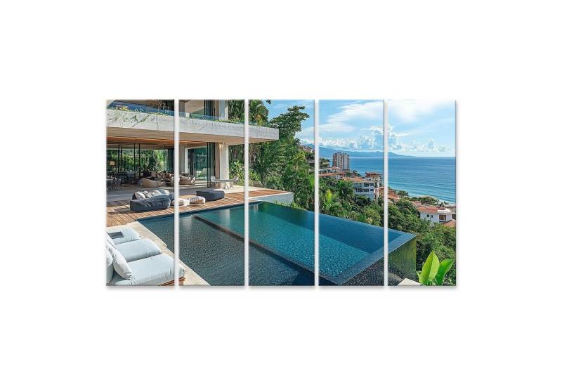 islandburner Leinwandbild Luxuriöses Strandhaus mit Infinity Pool und Meerblick Wandbild islandburner Leinwandbild Luxuriöses Strandhaus mit Infinity Pool und Meerblick Wandbild von islandburner