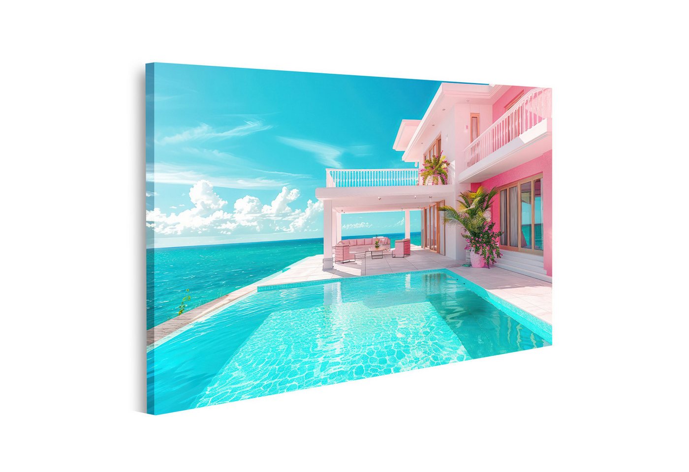 islandburner Leinwandbild Luxuriöses Wandbild einer modernen Villa mit opulentem Garten und Pool von islandburner