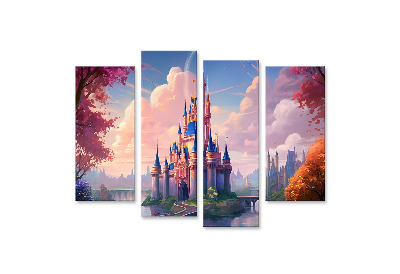 islandburner Leinwandbild Märchenhaftes Schloss im Morgenlicht auf einer grünen Insel Wandbild islandburner Leinwandbild Märchenhaftes Schloss im Morgenlicht auf einer grünen Insel Wandbild von islandburner