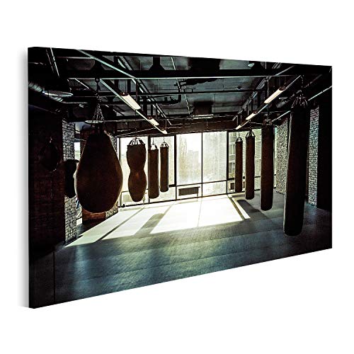 islandburner Leinwandbild Modern Fight Club Leere Boxsäcke in verschiedenen Formen für die Praxis der Kampfkunst Bilder Drucke Kunst Poster Wandbild von islandburner