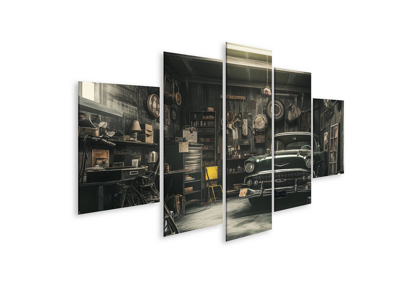 islandburner Leinwandbild Oldtimer Werkstatt Charme Im Retro Garage Ambiente Wandbild islandburner Leinwandbild Oldtimer Werkstatt Charme Im Retro Garage Ambiente Wandbild von islandburner