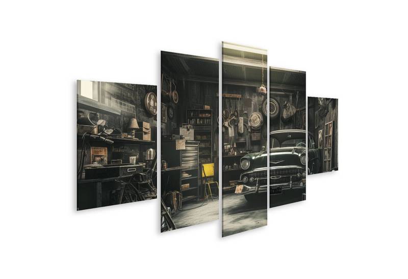 islandburner Leinwandbild Oldtimer Werkstatt Charme Im Retro Garage Ambiente Wandbild islandburner Leinwandbild Oldtimer Werkstatt Charme Im Retro Garage Ambiente Wandbild von islandburner
