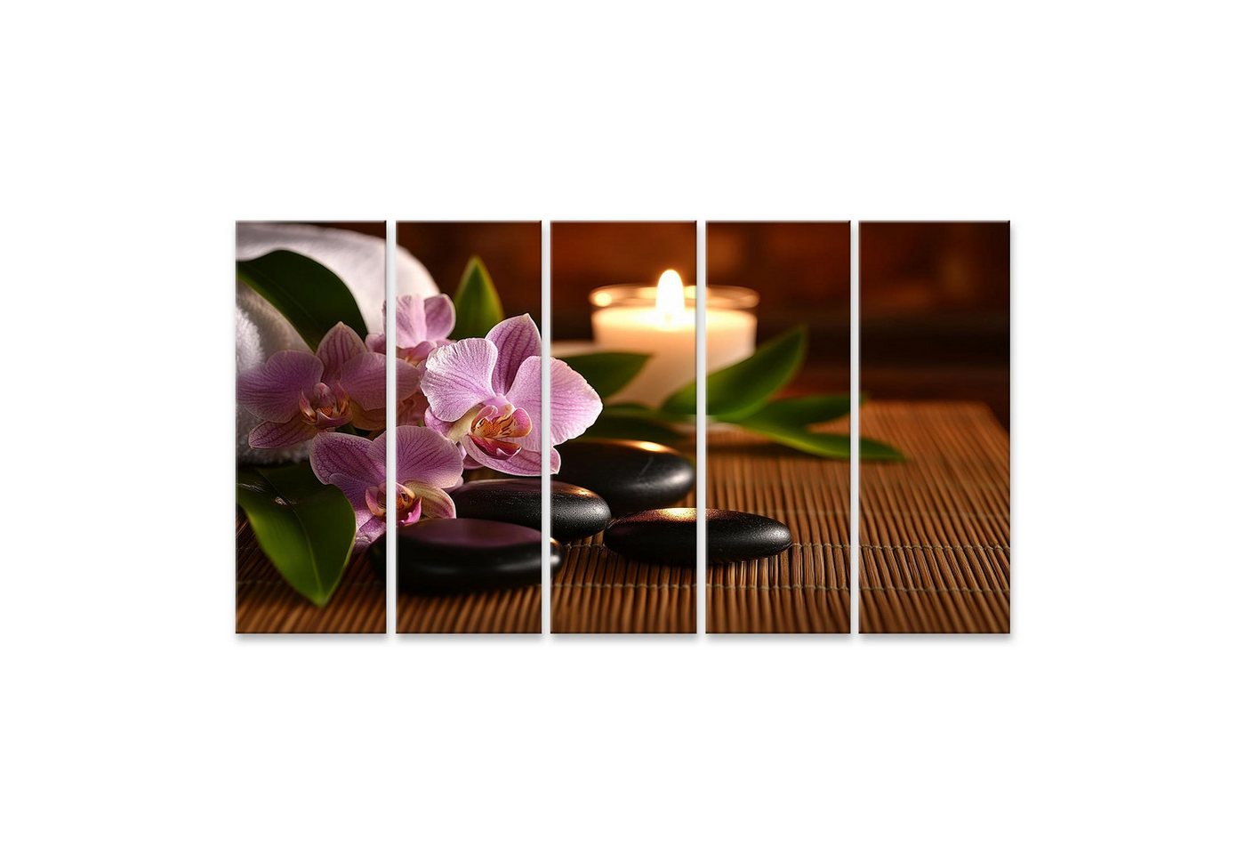 islandburner Leinwandbild Orchideen Kerze und Steine Spa Stimmung Wandbild islandburner Leinwandbild Orchideen Kerze und Steine Spa Stimmung Wandbild von islandburner