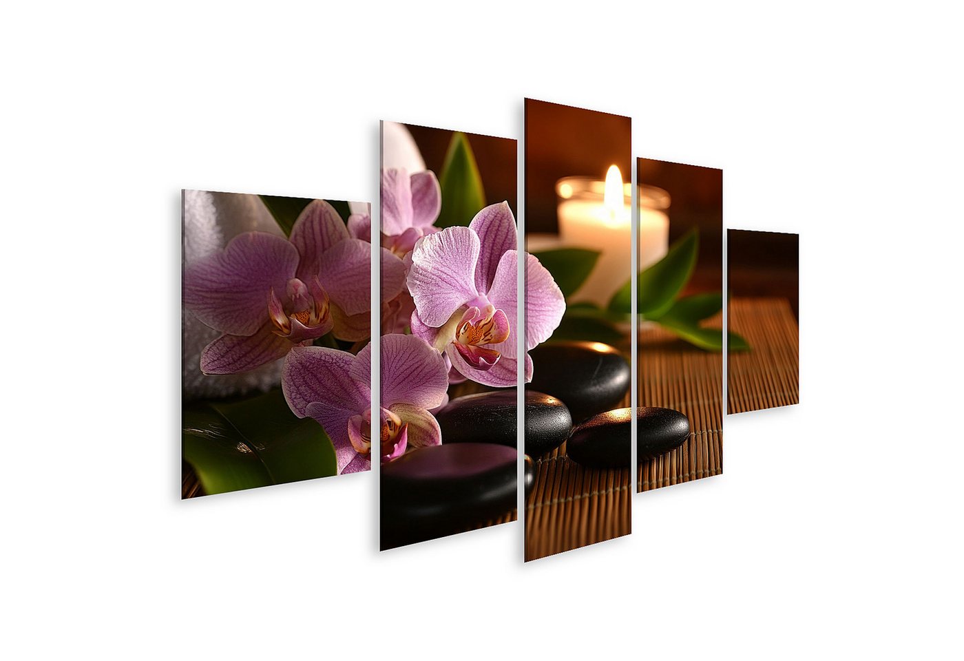 islandburner Leinwandbild Orchideen Kerze und Steine Spa Stimmung Wandbild islandburner Leinwandbild Orchideen Kerze und Steine Spa Stimmung Wandbild von islandburner
