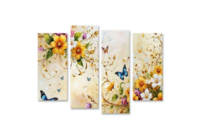 islandburner Leinwandbild Prachtvolle Tapete mit Blumenschmetterlings-Motiv neben einer Vase Woh von islandburner