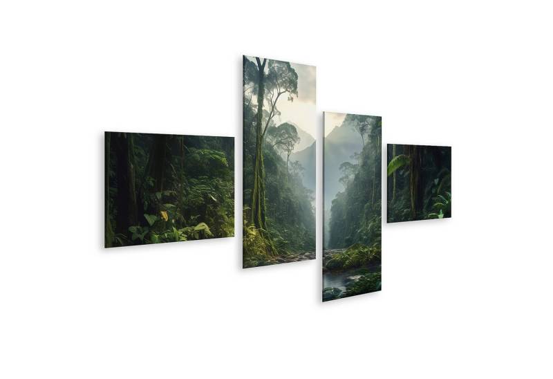 islandburner Leinwandbild Regenwald Landschaft Bäume Nebel Schön Wald Vegetation Fluss Bilder von islandburner