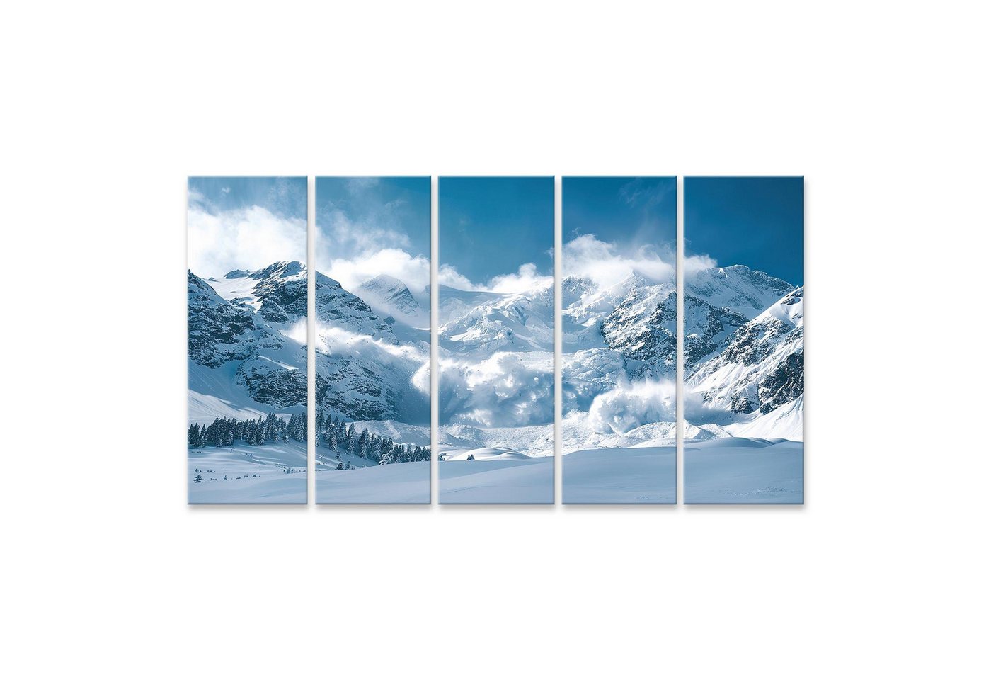 islandburner Leinwandbild Riesige Lawinenabfahrt am Berg im Winterlandschaft der Natur von islandburner