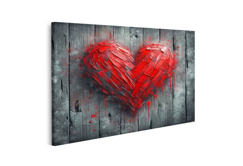 islandburner Leinwandbild Rotes Herz auf verwittertem Holz von islandburner