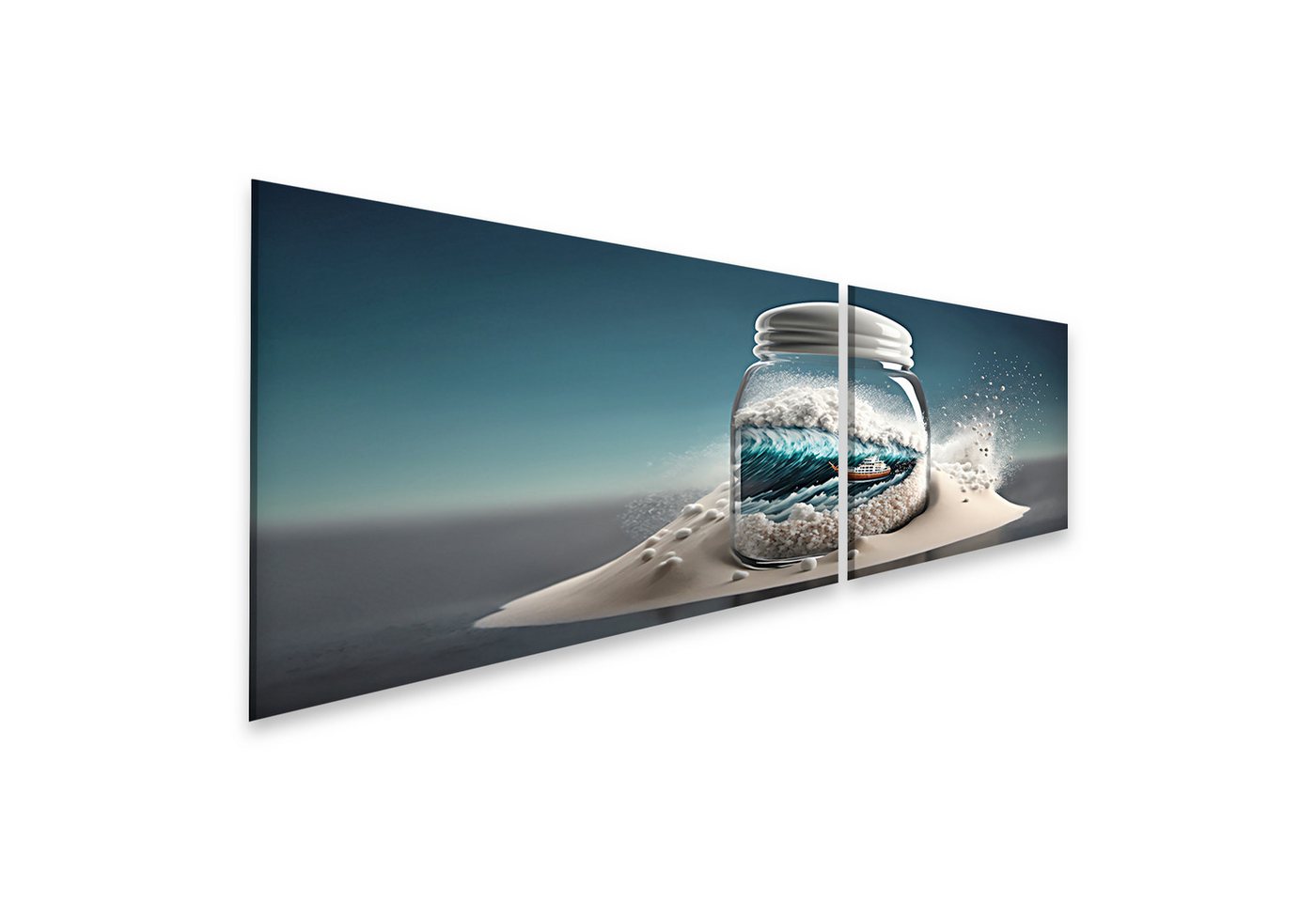 islandburner Leinwandbild Salzstreuer Meersalz Meerwelle Im Glas Bilder von islandburner