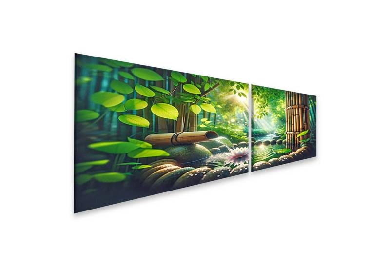 islandburner Leinwandbild Serene Bambuswasserfall ruhiger Teich Zen-Garten von islandburner