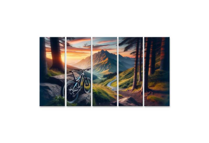 islandburner Leinwandbild Sonnenuntergangs Radtour am Bergpfad - Abenteuer in der Natur von islandburner