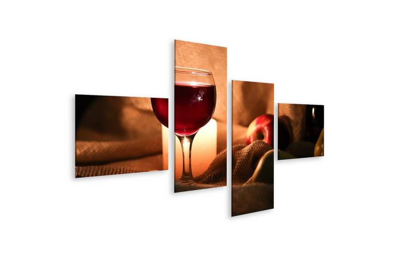 islandburner Leinwandbild Stillleben Glas Rotwein Kerzenlicht Hinter Tisch Halb Frücht Bilder von islandburner