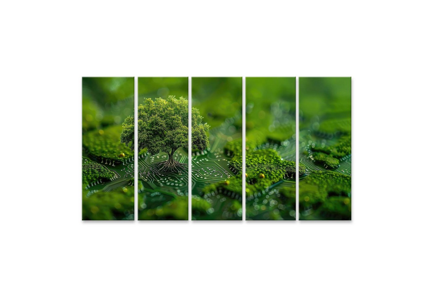 islandburner Leinwandbild Symbolisches Wandbild: Kreuzung von Natur und Technologie durch Baum-S von islandburner