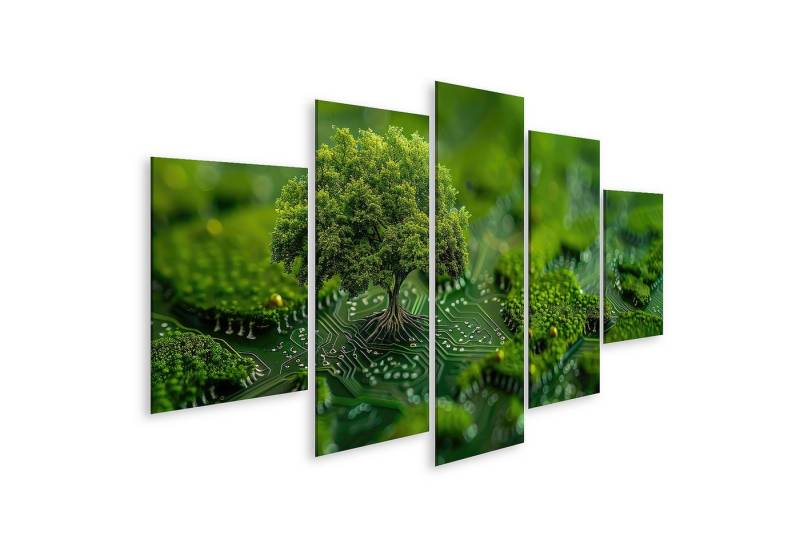 islandburner Leinwandbild Symbolisches Wandbild: Kreuzung von Natur und Technologie durch Baum-S islandburner Leinwandbild Symbolisches Wandbild: Kreuzung von Natur und Technologie durch Baum-S von islandburner