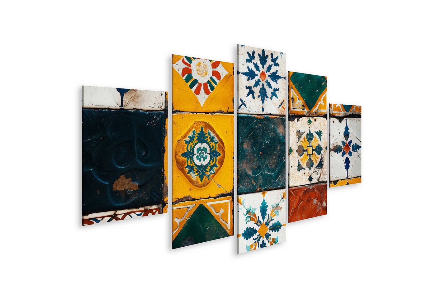 islandburner Leinwandbild Traditionelle Azulejos in Vintage-Optik mit buntem Muster Badezimmer F islandburner Leinwandbild Traditionelle Azulejos in Vintage-Optik mit buntem Muster Badezimmer F von islandburner