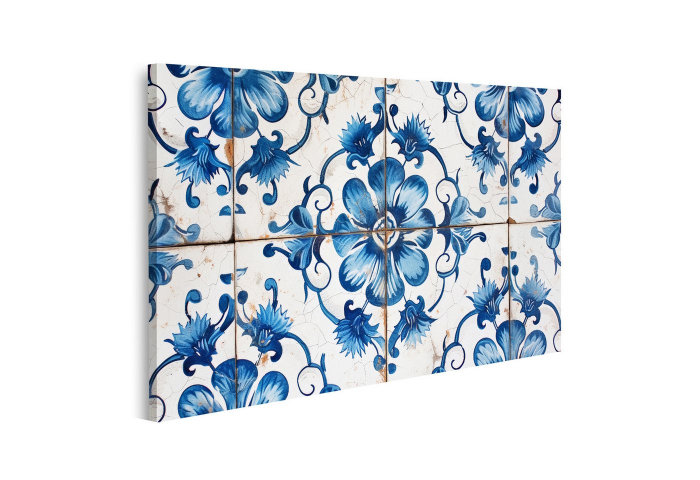 islandburner Leinwandbild Traditionelle Vintage-Fliese mit blauem Azulejos Blumenmuster Badezimm islandburner Leinwandbild Traditionelle Vintage-Fliese mit blauem Azulejos Blumenmuster Badezimm von islandburner