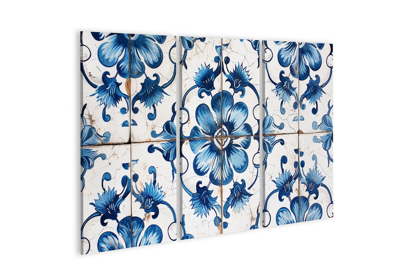 islandburner Leinwandbild Traditionelle Vintage-Fliese mit blauem Azulejos Blumenmuster Badezimm islandburner Leinwandbild Traditionelle Vintage-Fliese mit blauem Azulejos Blumenmuster Badezimm von islandburner