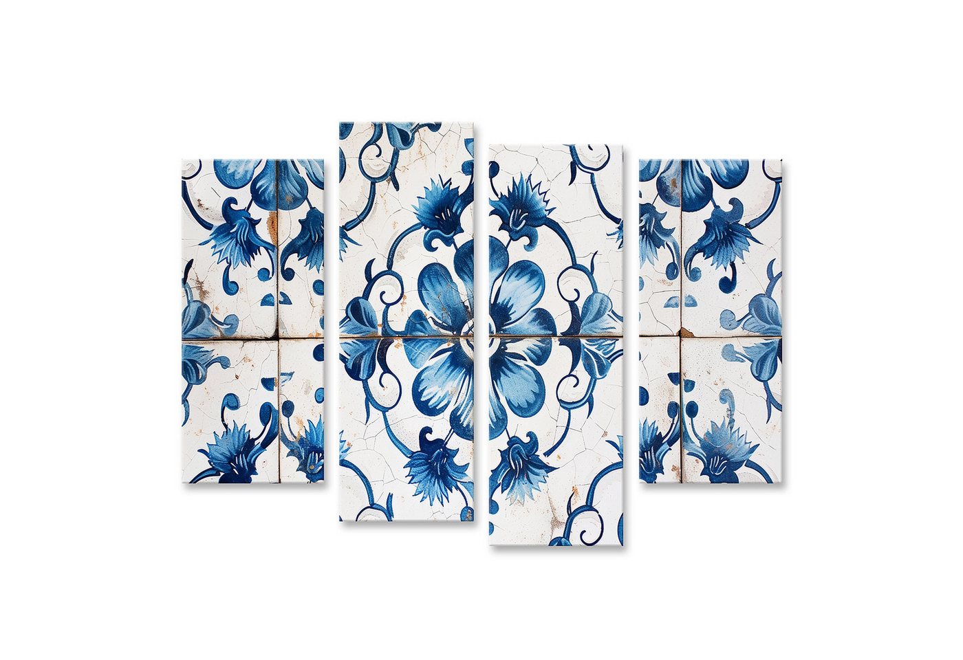 islandburner Leinwandbild Traditionelle Vintage-Fliese mit blauem Azulejos Blumenmuster Badezimm islandburner Leinwandbild Traditionelle Vintage-Fliese mit blauem Azulejos Blumenmuster Badezimm von islandburner