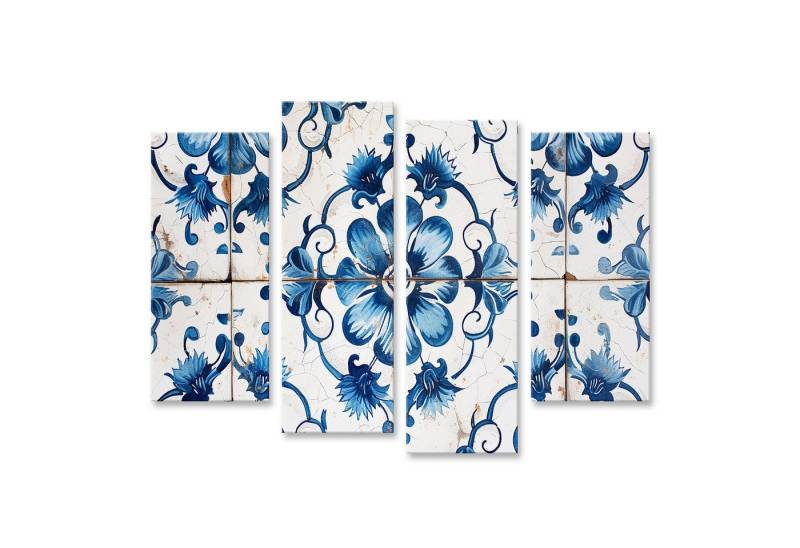 islandburner Leinwandbild Traditionelle Vintage-Fliese mit blauem Azulejos Blumenmuster Badezimm von islandburner