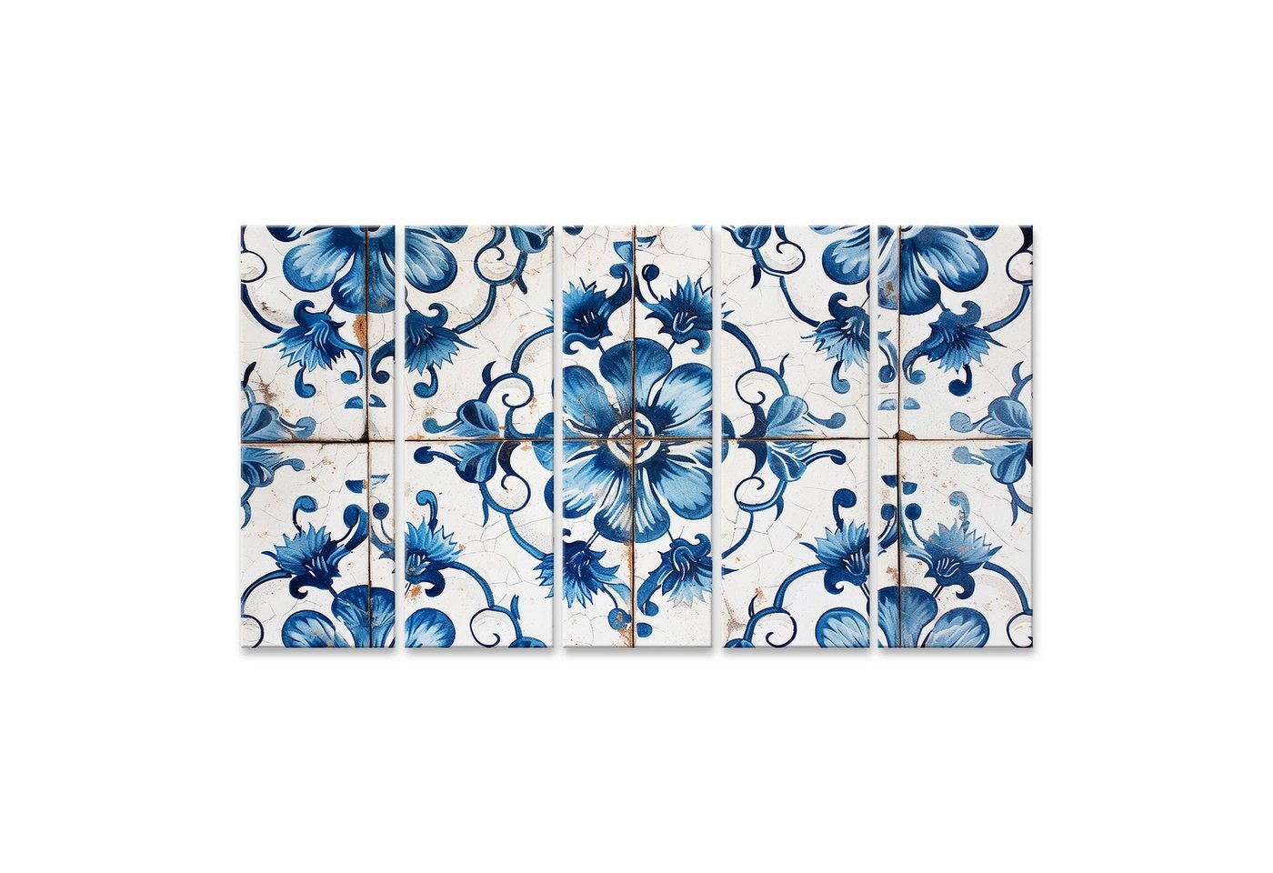 islandburner Leinwandbild Traditionelle Vintage-Fliese mit blauem Azulejos Blumenmuster Badezimm islandburner Leinwandbild Traditionelle Vintage-Fliese mit blauem Azulejos Blumenmuster Badezimm von islandburner