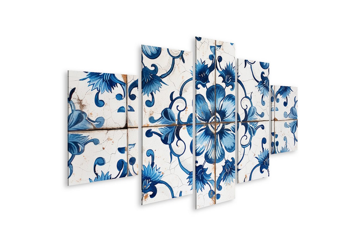 islandburner Leinwandbild Traditionelle Vintage-Fliese mit blauem Azulejos Blumenmuster Badezimm islandburner Leinwandbild Traditionelle Vintage-Fliese mit blauem Azulejos Blumenmuster Badezimm von islandburner