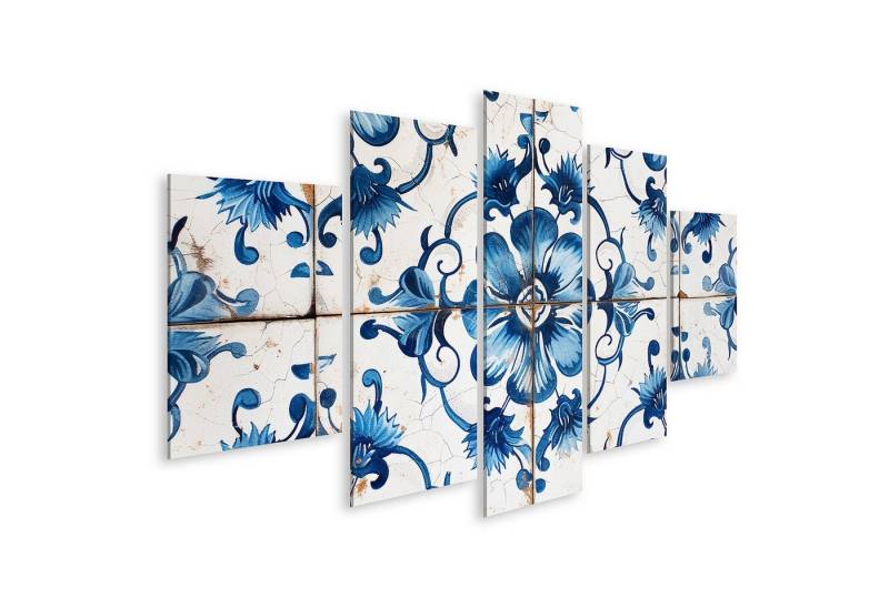 islandburner Leinwandbild Traditionelle Vintage-Fliese mit blauem Azulejos Blumenmuster Badezimm von islandburner