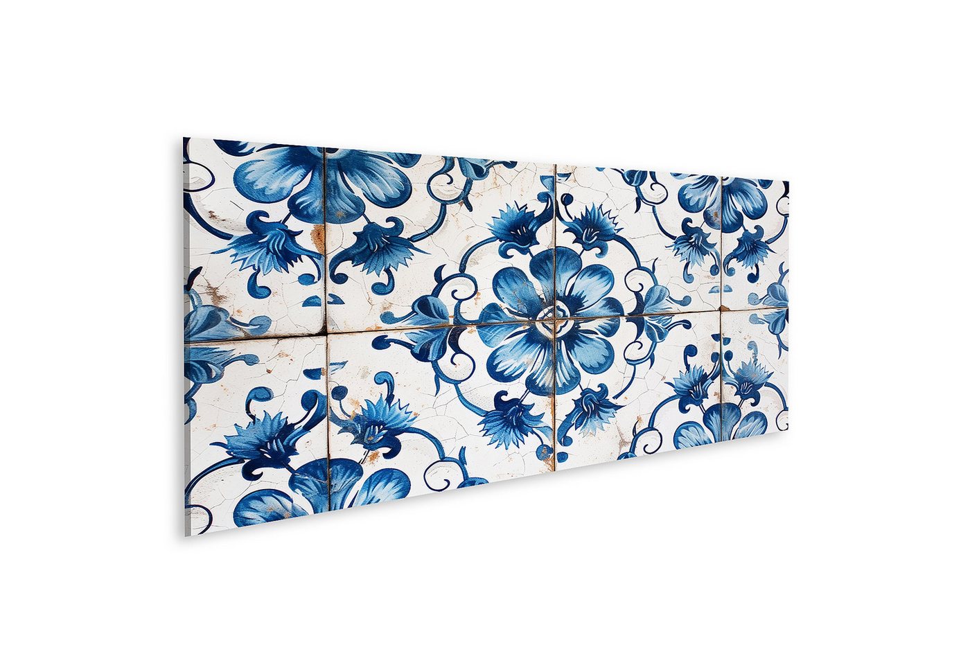islandburner Leinwandbild Traditionelle Vintage-Fliese mit blauem Azulejos Blumenmuster Badezimm islandburner Leinwandbild Traditionelle Vintage-Fliese mit blauem Azulejos Blumenmuster Badezimm von islandburner