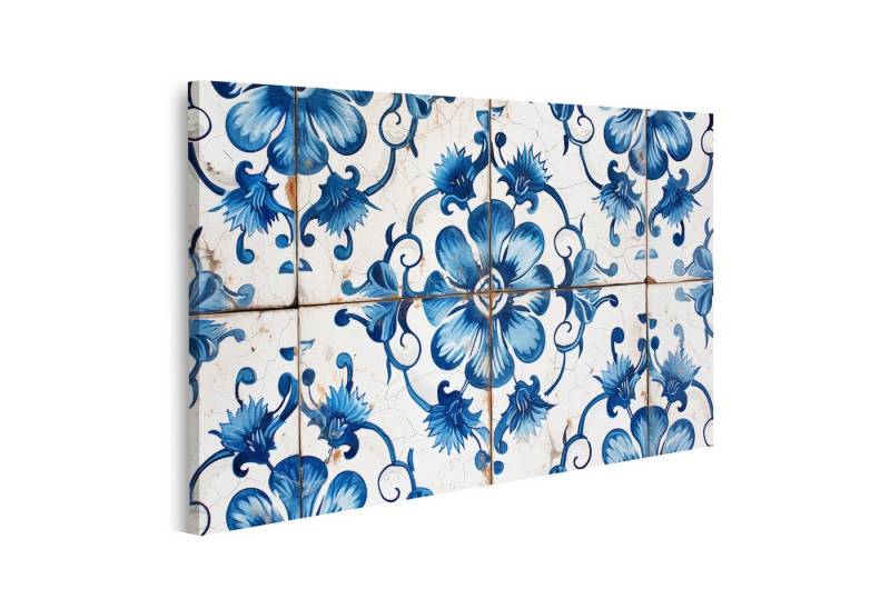 islandburner Leinwandbild Traditionelle Vintage-Fliese mit blauem Azulejos Blumenmuster Badezimm von islandburner
