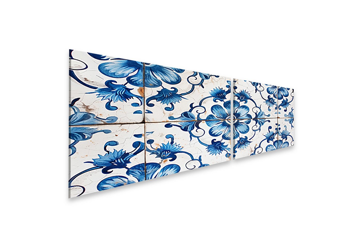 islandburner Leinwandbild Traditionelle Vintage-Fliese mit blauem Azulejos Blumenmuster Badezimm islandburner Leinwandbild Traditionelle Vintage-Fliese mit blauem Azulejos Blumenmuster Badezimm von islandburner