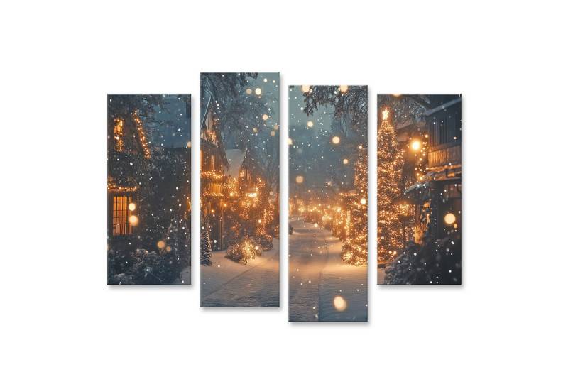 islandburner Leinwandbild Verzauberte Winterstraße mit Weihnachtsbeleuchtung von islandburner