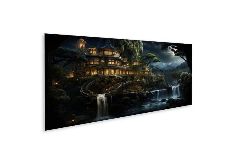 islandburner Leinwandbild Verzaubertes Schloss am Wasserfall in mystischem Wald Wandbild islandburner Leinwandbild Verzaubertes Schloss am Wasserfall in mystischem Wald Wandbild von islandburner