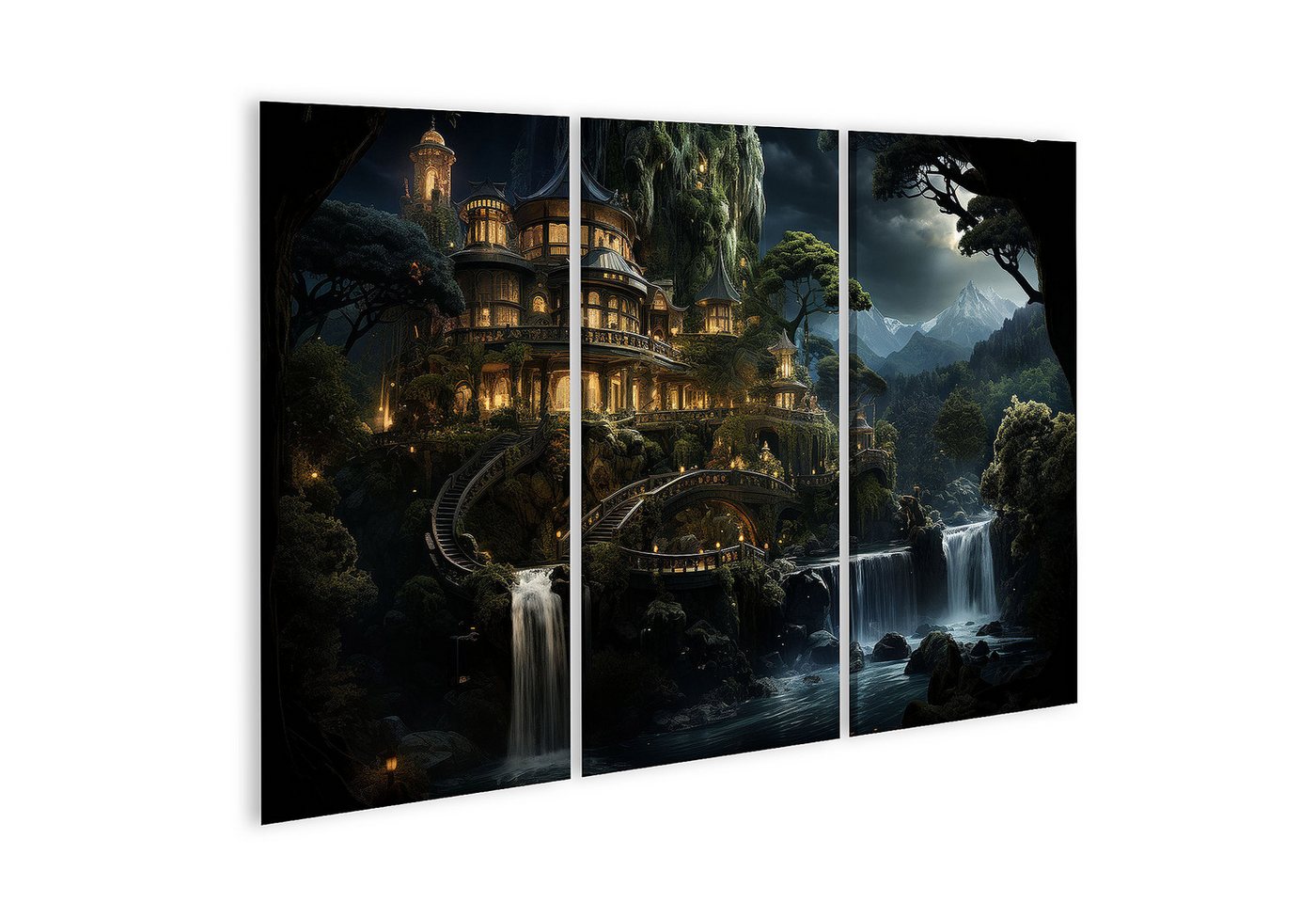 islandburner Leinwandbild Verzaubertes Schloss am Wasserfall in mystischem Wald Wandbild islandburner Leinwandbild Verzaubertes Schloss am Wasserfall in mystischem Wald Wandbild von islandburner