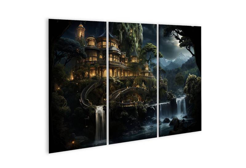 islandburner Leinwandbild Verzaubertes Schloss am Wasserfall in mystischem Wald Wandbild islandburner Leinwandbild Verzaubertes Schloss am Wasserfall in mystischem Wald Wandbild von islandburner