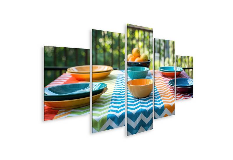 islandburner Leinwandbild Vibrantes Geschirr & Chevron-Tischdecke für Outdoor-Dekorationen Esszi islandburner Leinwandbild Vibrantes Geschirr & Chevron-Tischdecke für Outdoor-Dekorationen Esszi von islandburner