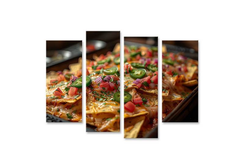 islandburner Leinwandbild Wandbild: Tablett-Nachos: Mit Paprika, Zwiebeln, Jalapenos und knuspri von islandburner