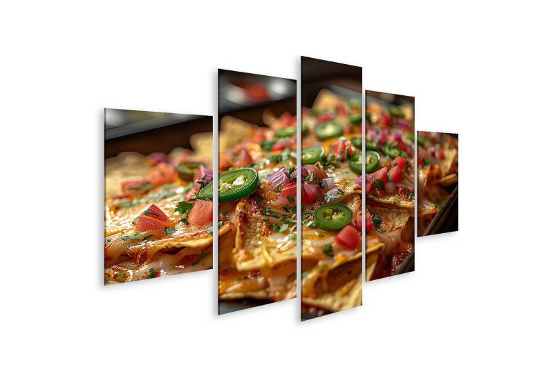 islandburner Leinwandbild Wandbild: Tablett-Nachos: Mit Paprika, Zwiebeln, Jalapenos und knuspri von islandburner