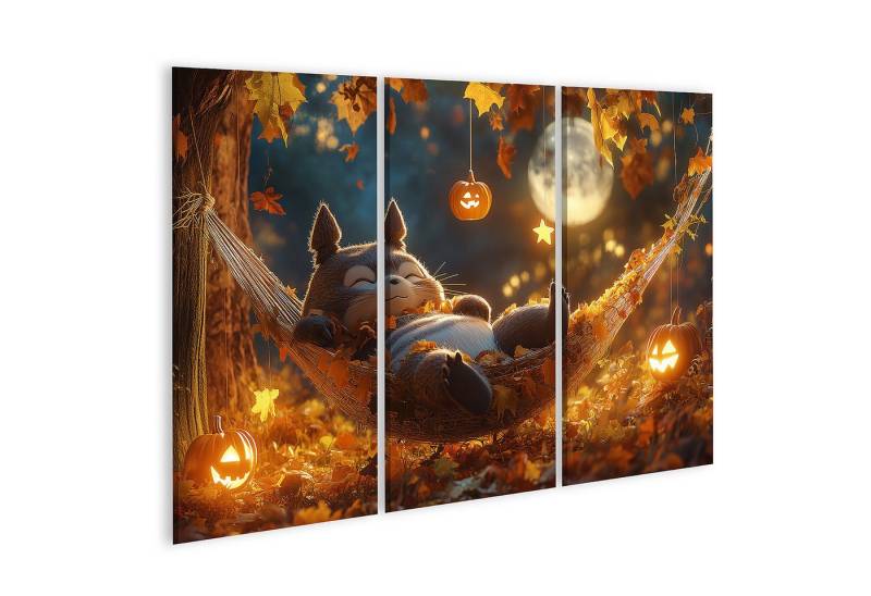 islandburner Leinwandbild Waschbär entspannt in einer Hängematte unter Herbstblättern und Hallo islandburner Leinwandbild Waschbär entspannt in einer Hängematte unter Herbstblättern und Hallo von islandburner