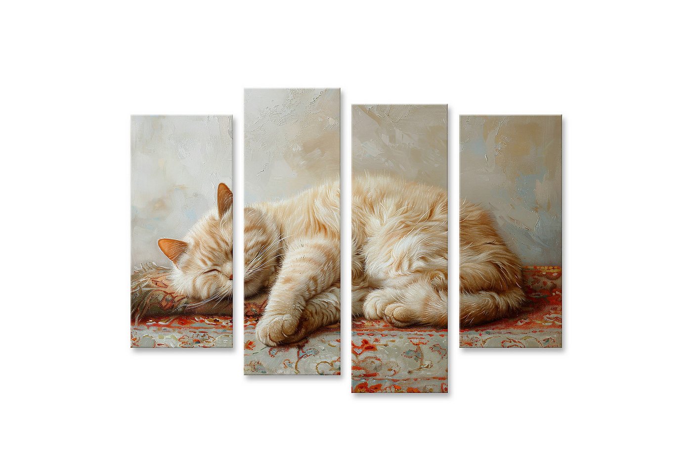 islandburner Leinwandbild Weiße Maine Coon Katze mit goldenen Augen ruht auf flauschigem Teppich von islandburner