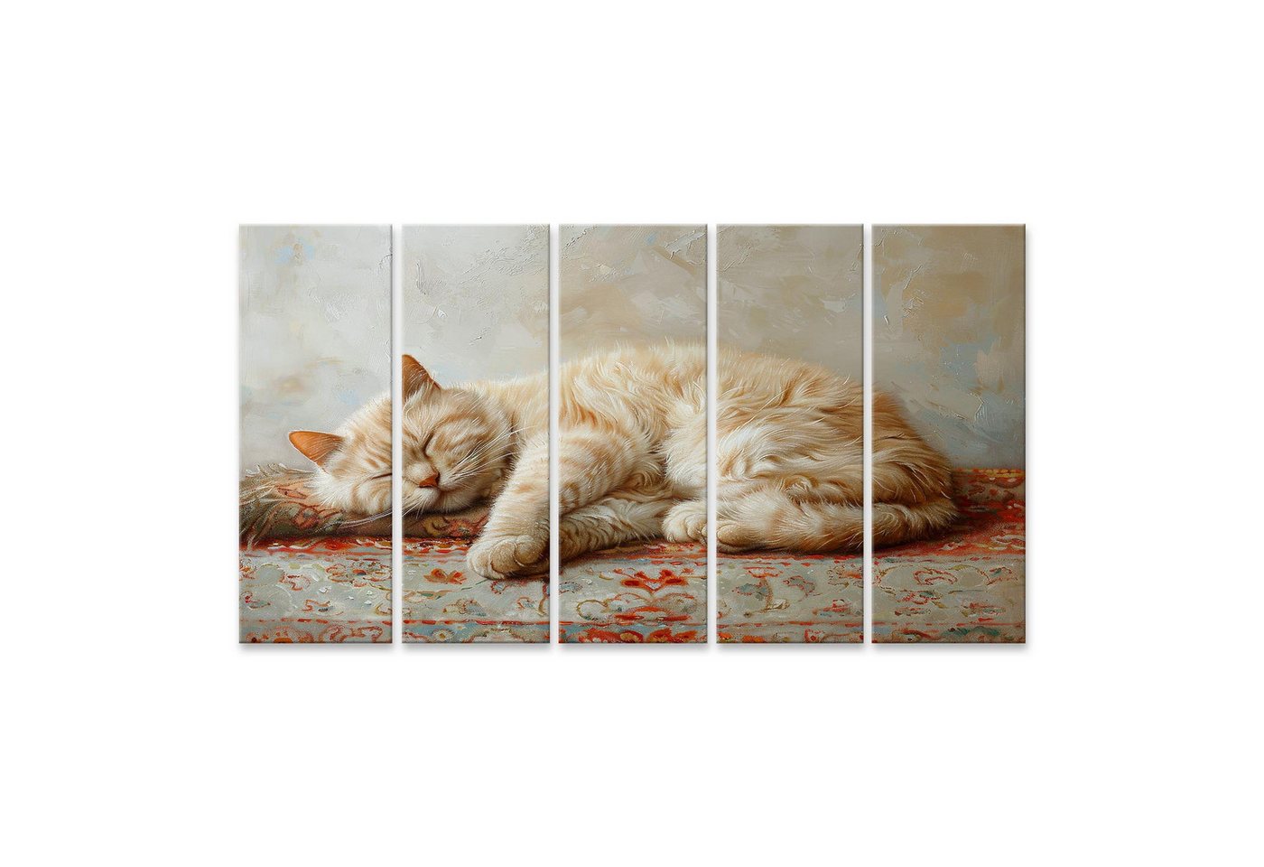 islandburner Leinwandbild Weiße Maine Coon Katze mit goldenen Augen ruht auf flauschigem Teppich von islandburner