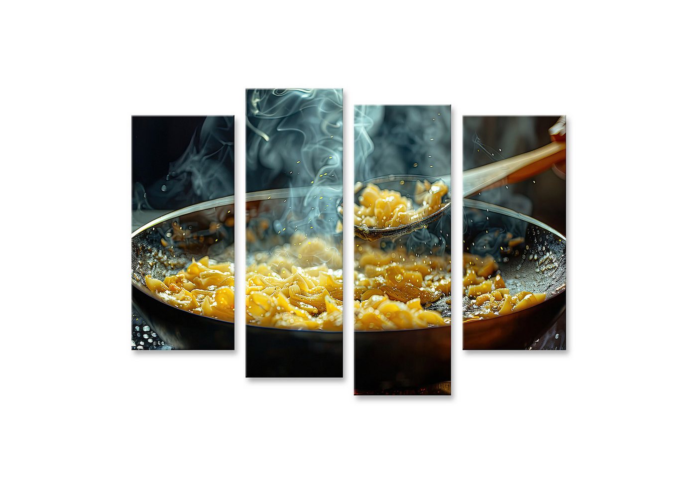 islandburner Leinwandbild Wende die Pastasauce in der Pfanne auf dem Gasherd um Küche Italienisc von islandburner