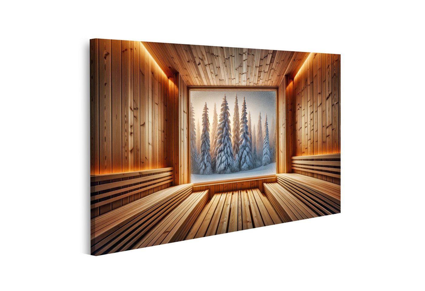 islandburner Leinwandbild Winterzauber durch Sauna mit Fenster - Ruhe und Wärme im Einklang von islandburner