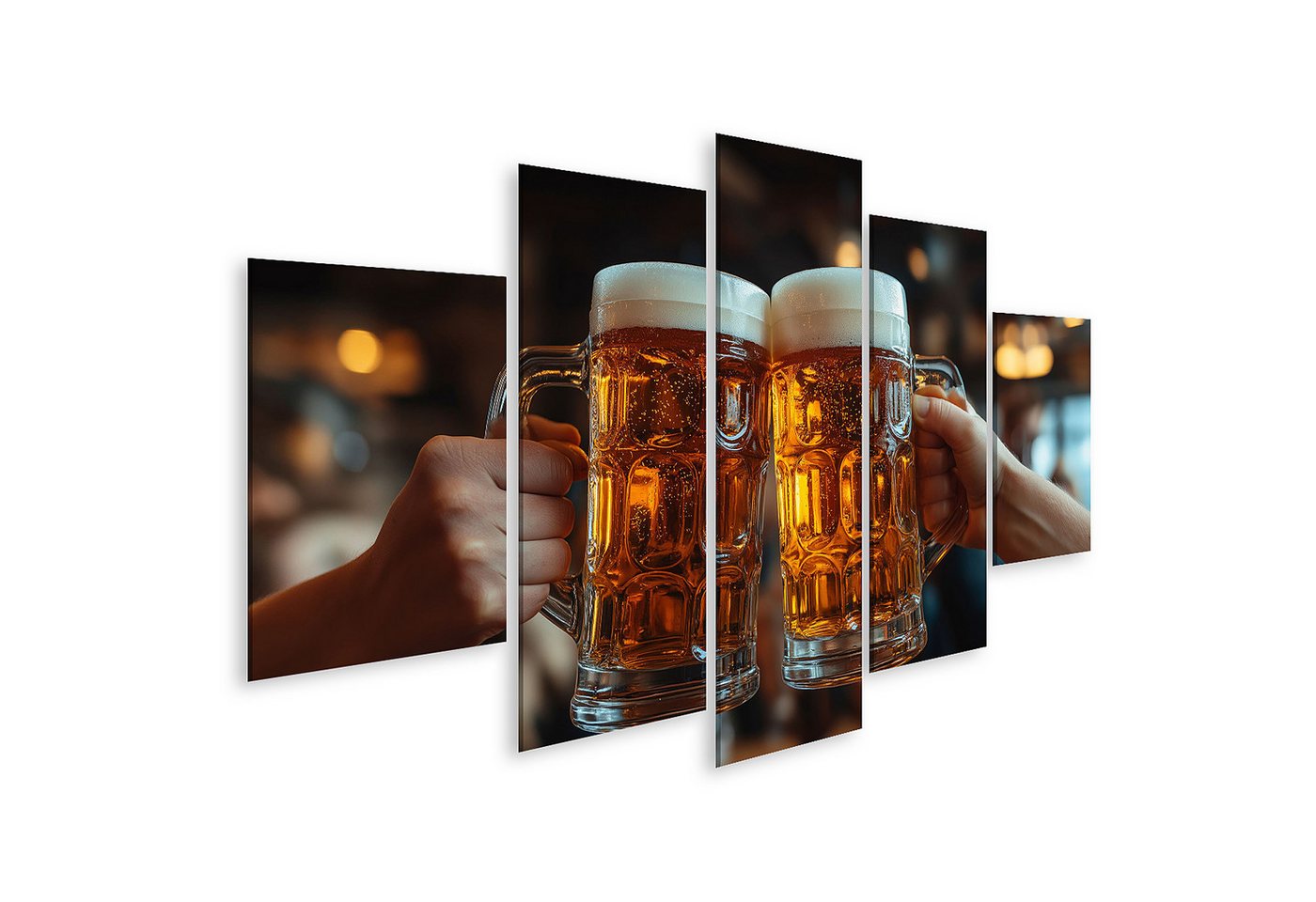 islandburner Leinwandbild Zwei Bierkrüge prost in einer Kneipe Wandbild islandburner Leinwandbild Zwei Bierkrüge prost in einer Kneipe Wandbild von islandburner