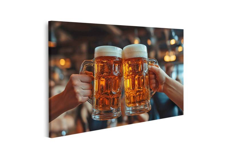 islandburner Leinwandbild Zwei Bierkrüge prost in einer Kneipe Wandbild islandburner Leinwandbild Zwei Bierkrüge prost in einer Kneipe Wandbild von islandburner