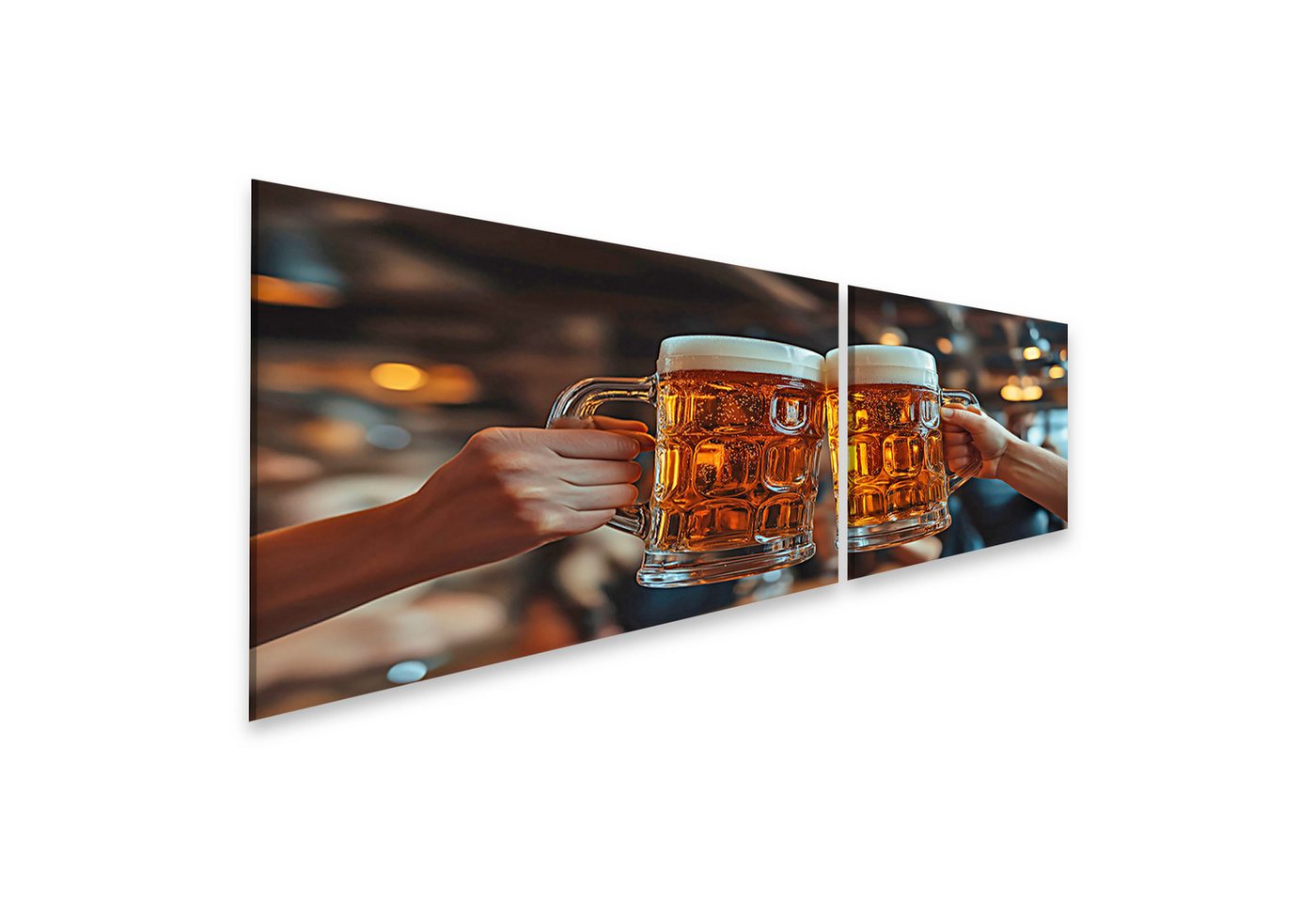 islandburner Leinwandbild Zwei Bierkrüge prost in einer Kneipe Wandbild islandburner Leinwandbild Zwei Bierkrüge prost in einer Kneipe Wandbild von islandburner